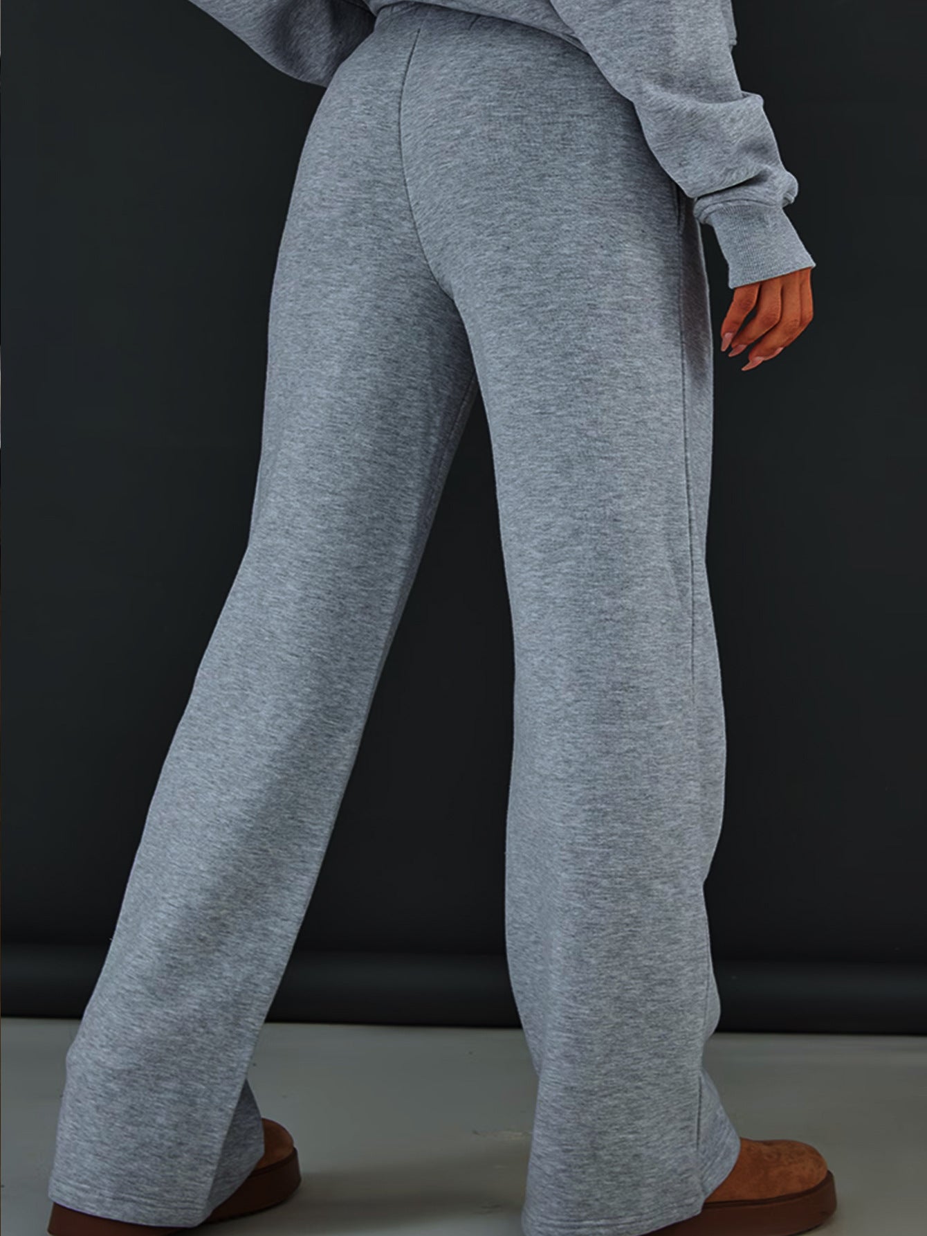 Casual Loose And Warm Inner Velvet Hooded Sweatshirt And Sweatpants Two-piece Set