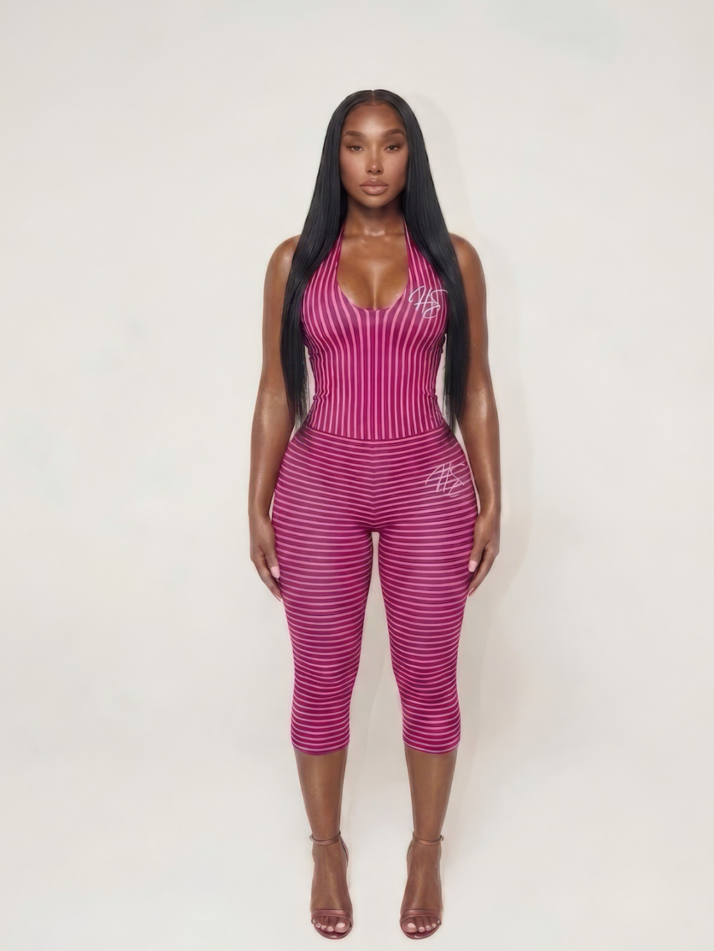 Khia Stripe Set - pink