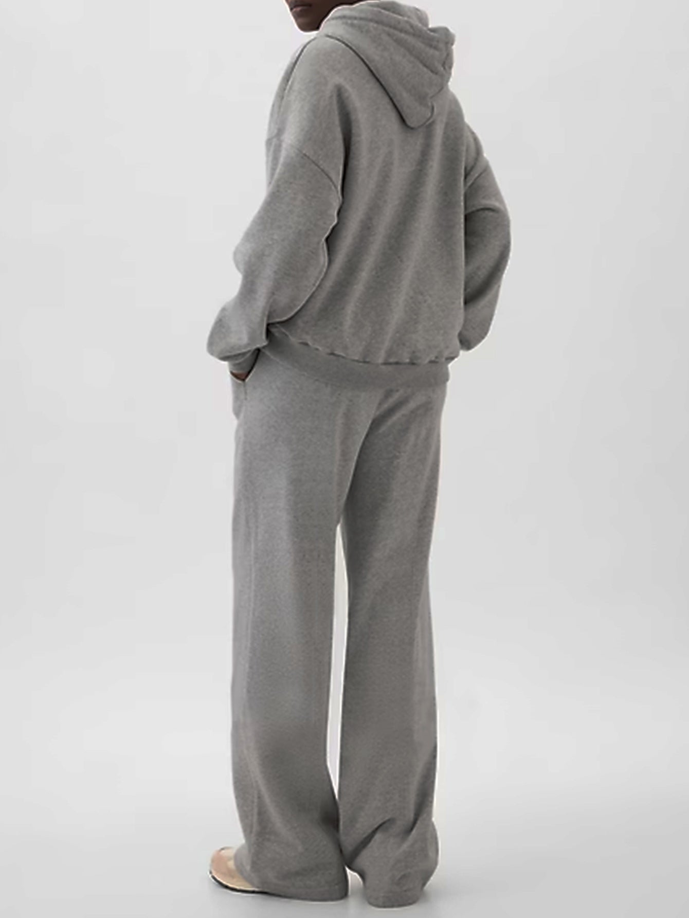 Casual Loose And Warm Inner Velvet Hooded Sweatshirt And Sweatpants Two-piece Set